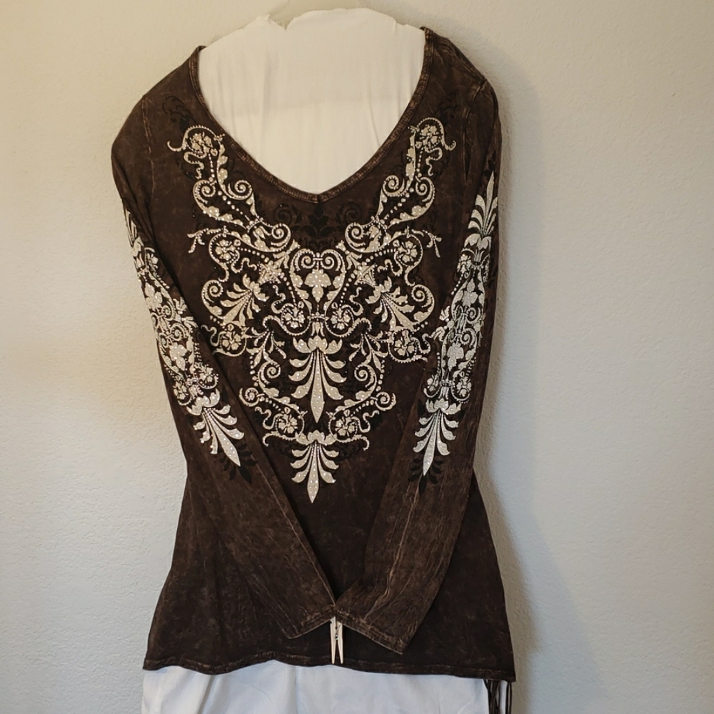 💥2/$15 Vocal Fringed Bling Ladies Blouse